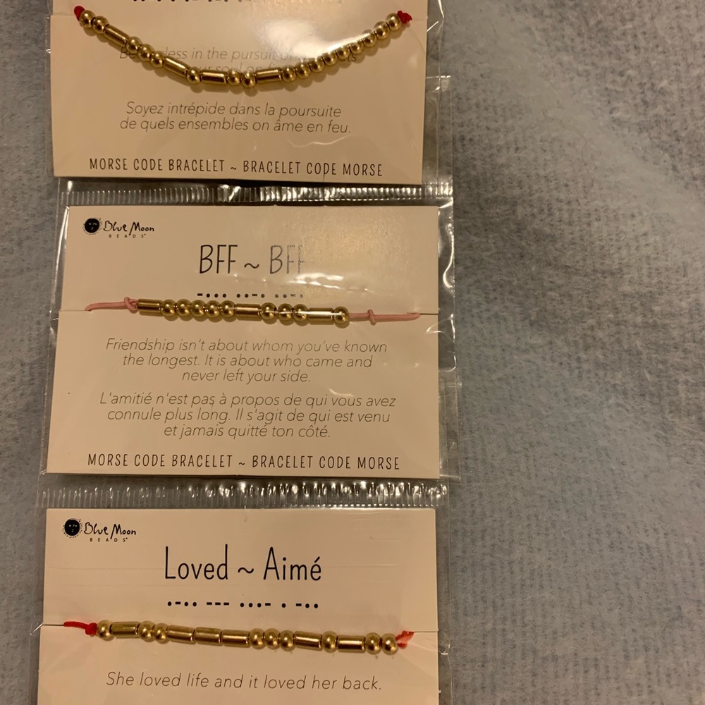 Blue Moon beads bracelets 3 BFF, Fearless, Loved